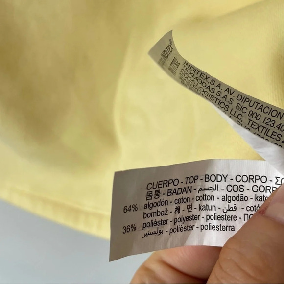 Zara V Neck Cropped Sweater Vest Butter Yellow Sz Small - Picture 7 of 7